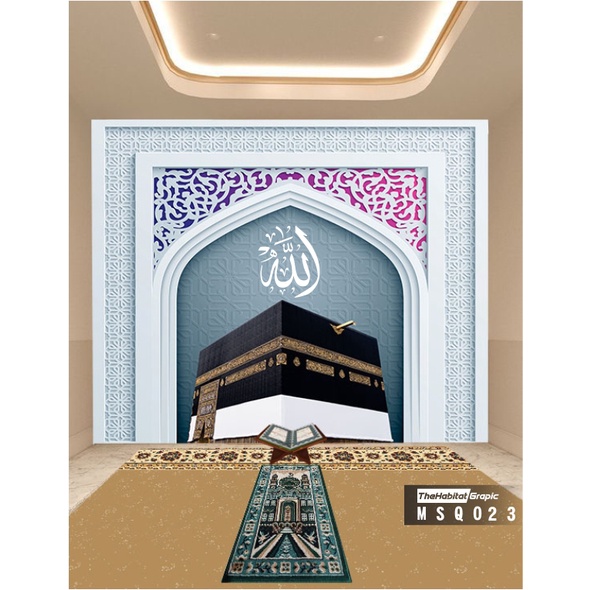 PUSAT CETAK STIKER MIHRAB Wallpaper walpaper sticker Custom Mural mihrab mushola kaligrafi islam mas