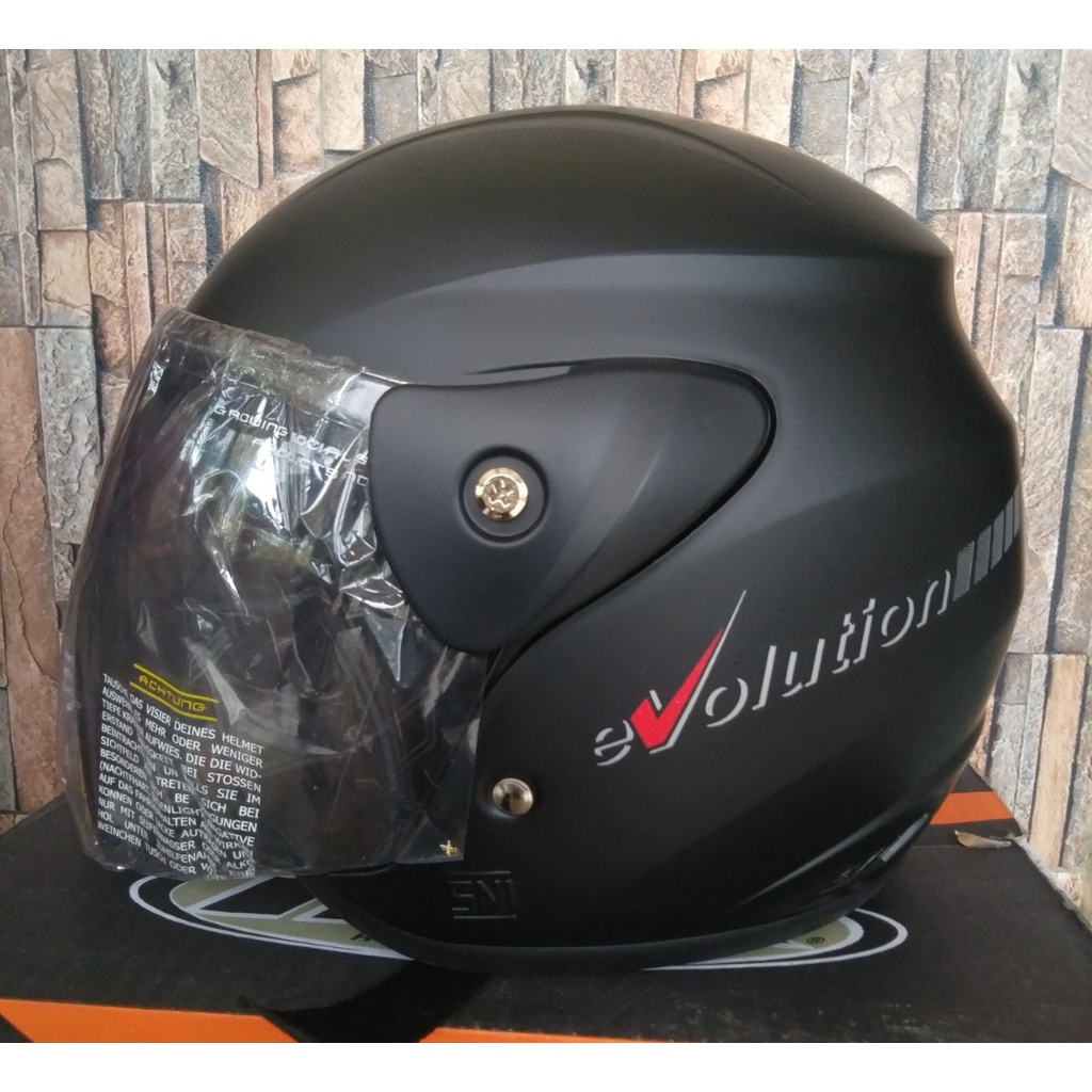 Helm Evolution Hitam doff Helm Dewasa Standart SNI Bukan DOT atau ECE Singgle Visor Bukan dobel Viso