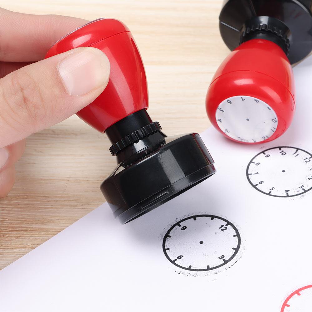 Chookyy 1pc Stempel Jam Perlengkapan Sekolah Alat Bantu Mengajar Mainan Anak Segel Clock Dial