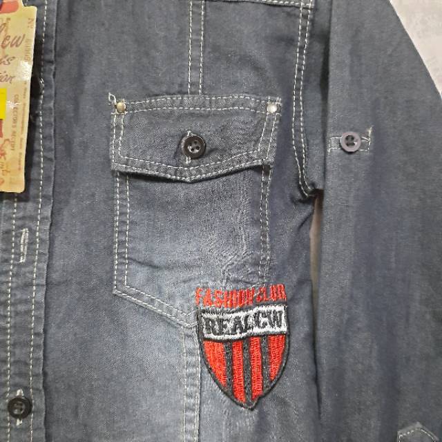 AHZA KEMEJA DENIM ANAK BORDIR LENGAN PANJANG REAL CW SIZE 7