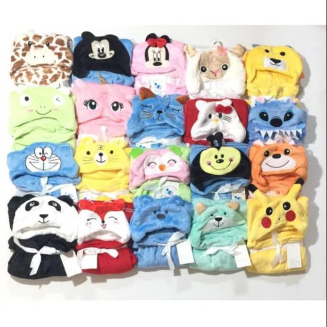 JUST TO YOU Selimut Fleece Topi Karakter Animal Selimut Bayi Kado Gift