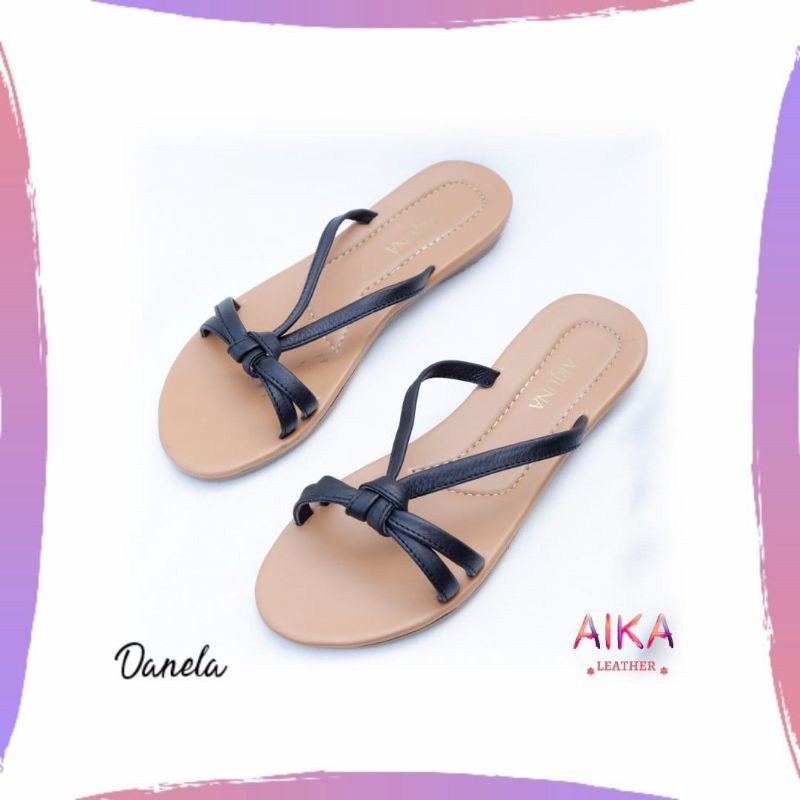 Sandal Sendal Selop Kulit Flat Teplek Wanita Papirut Terbaru Danella