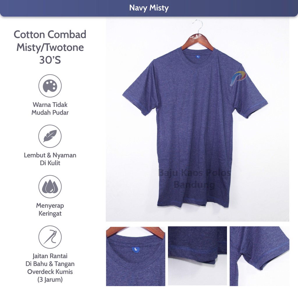  KAOS  POLOS  LENGAN PENDEK NAVY  MISTY  KAOS  DISTRO COTTON 