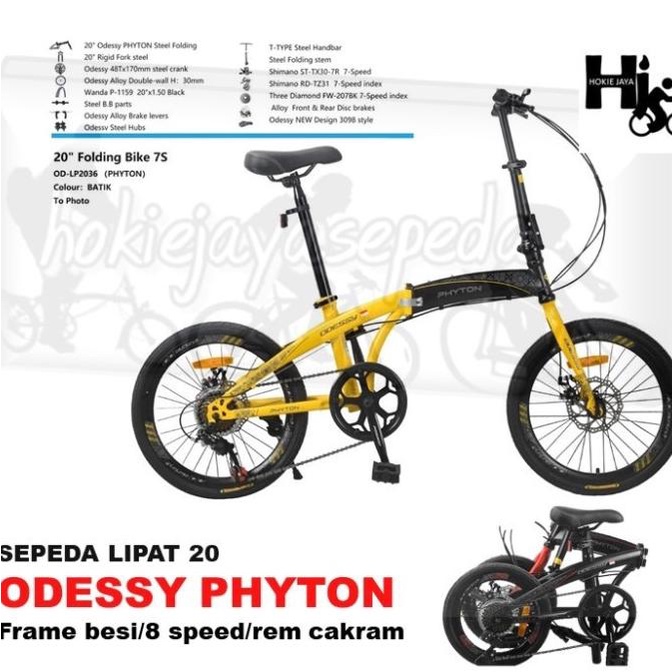 Sepeda Lipat Odessy 20" Phyton Operan Shimano 7 Speed Rem Disc Brake