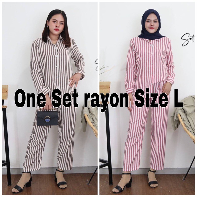 PIYAMA DEWASA RAYON IMPORT LENGAN PANJANG L