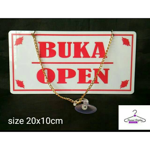 Tanda Pintu Sign Tulisan Buka Tutup atau Open Close Acrylic Bolak Balik