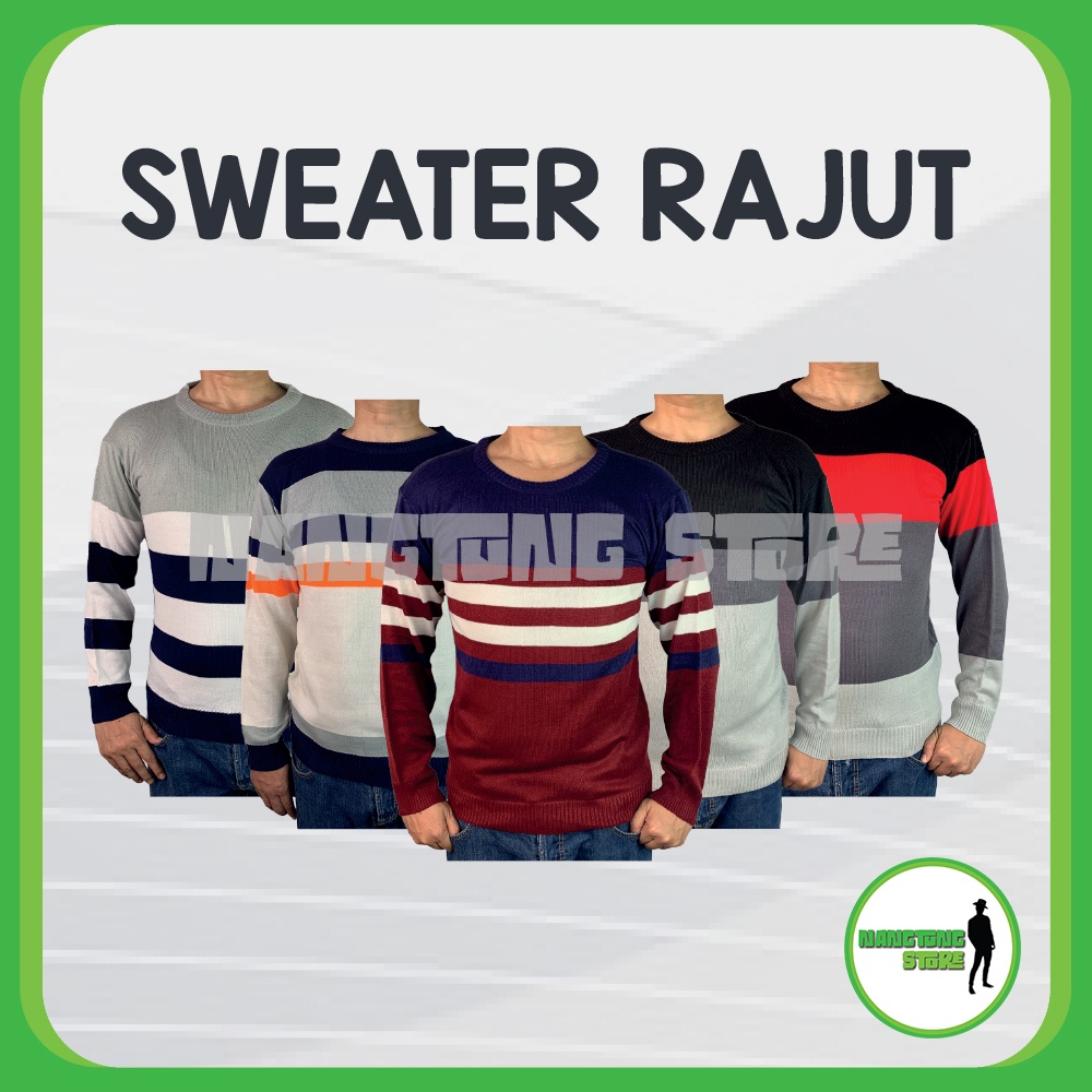 Sweater Rajut, Sweater Rajut Pria, Sweater Rajut Stripe, Sweater Pria 12 Get Premium Quality