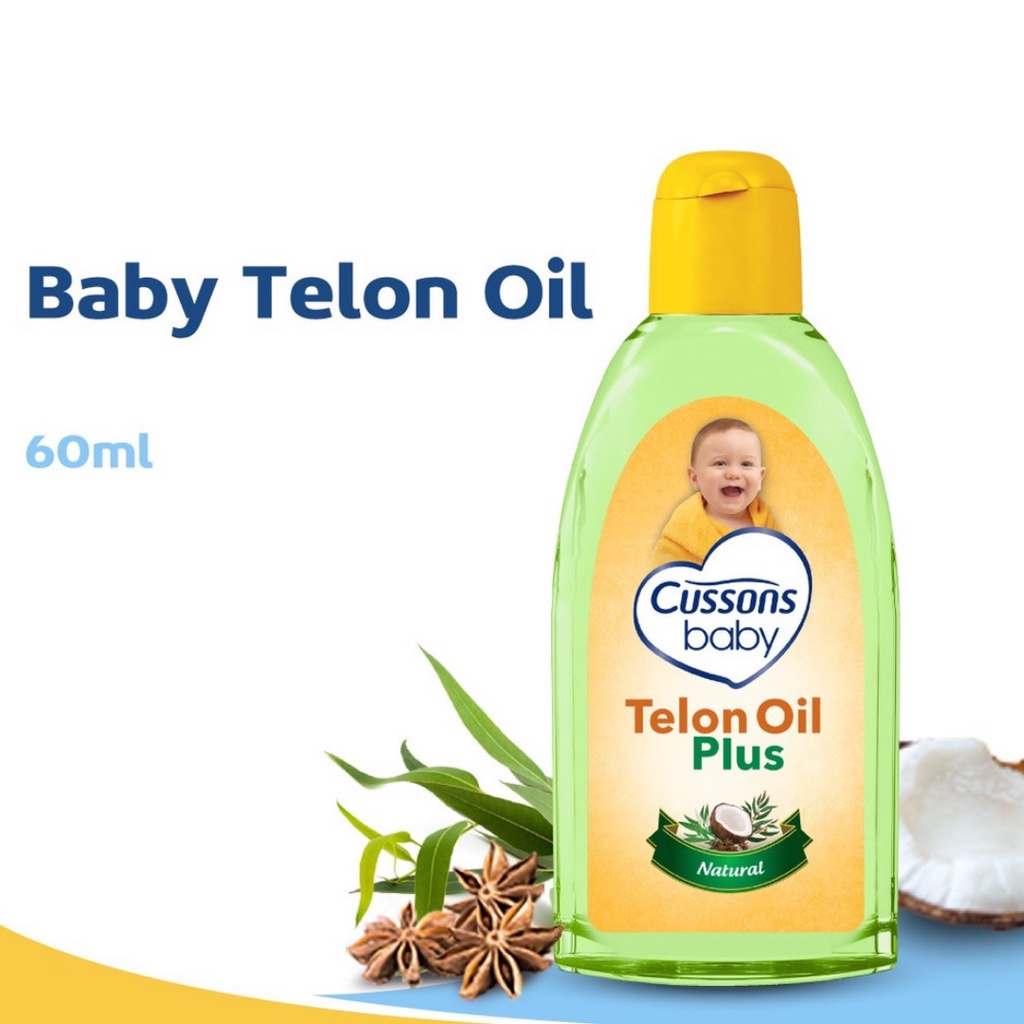 Cussons Baby Telon Oil Plus Natural - Minyak Telon Bayi 60ml - BOTOL KUNING