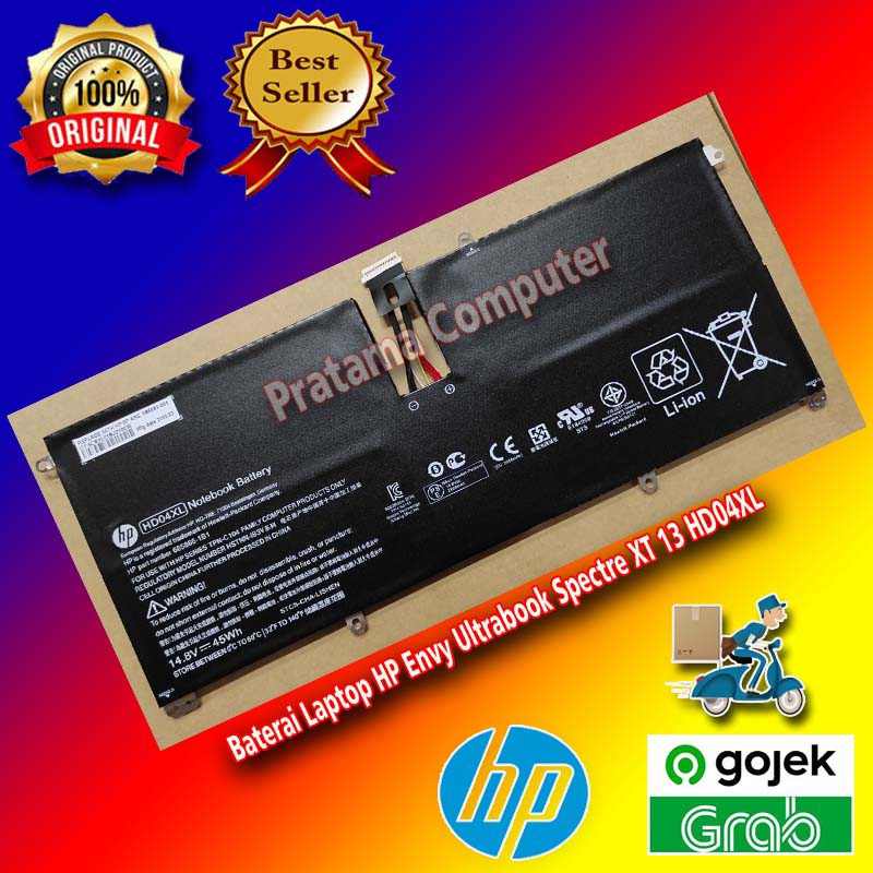 Original Baterai Laptop HP Envy Ultrabook Spectre XT 13-2120tu,13-2021tu 13-200eg,13-3010dx HD04XL