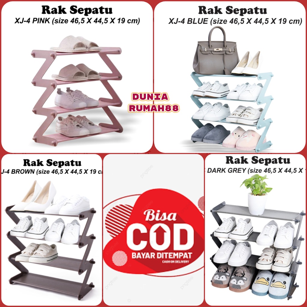 Rak Sepatu 4 Susun Shoe Rack Sandal Holder Mudah Bongkar Pasang Serbaguna Storage XJ-4