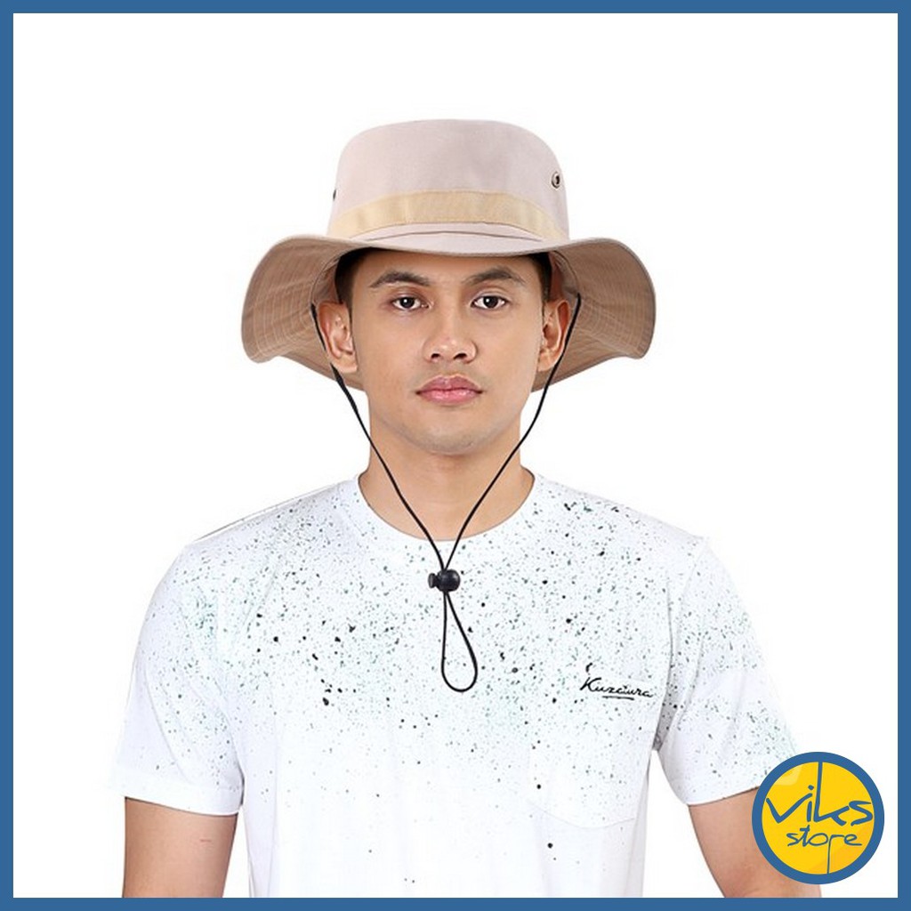 Topi Rimba Bucket Hat Safari Mancing Pancing Adventure Hutan Hiking Naik Gunung Hutan Lokal Original