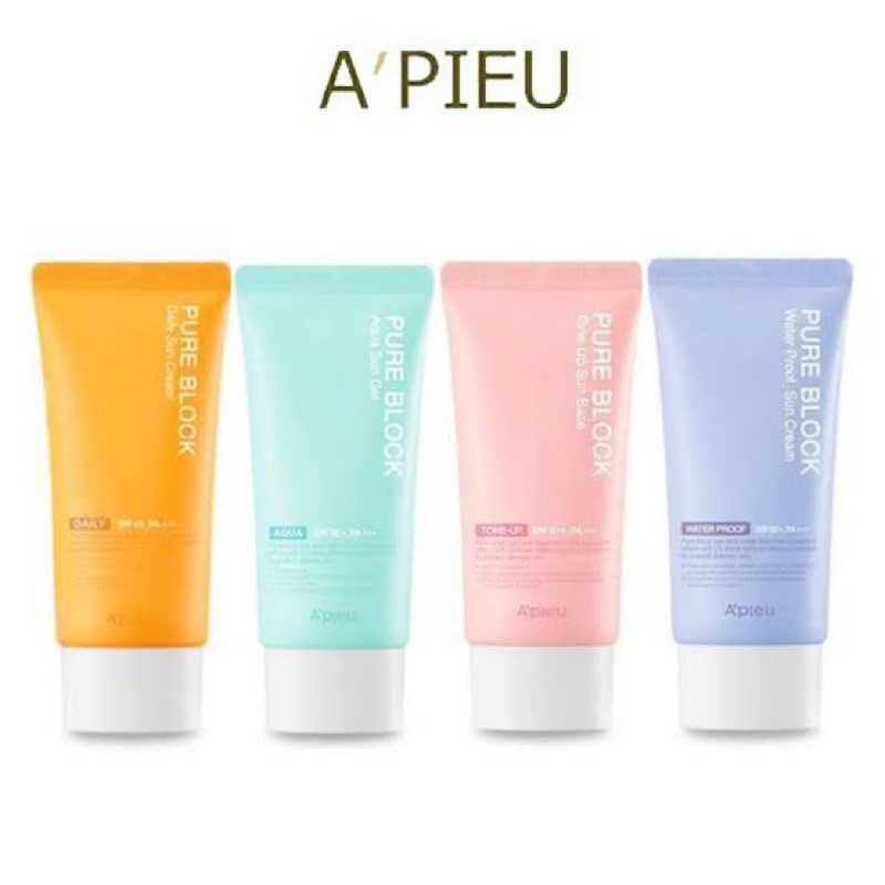 APIEU A'PIEU Pure Block Sun Gel SPF 50+ PA+++ 50ml,Tabir Surya,Sunblock,Sunscreen