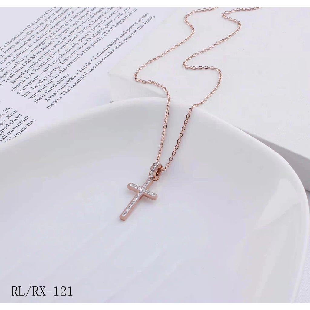 Titanium Kalung Cross Permata Perhiasan Fashion Jewellery 121