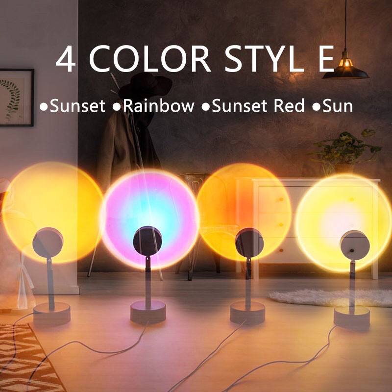 Lampu Sunset Aesthetic Fill Projector lamp Tidur Led lampu 4 warna tiktok Motif Matahari Terbenam Warna Pelangi Sunset Red