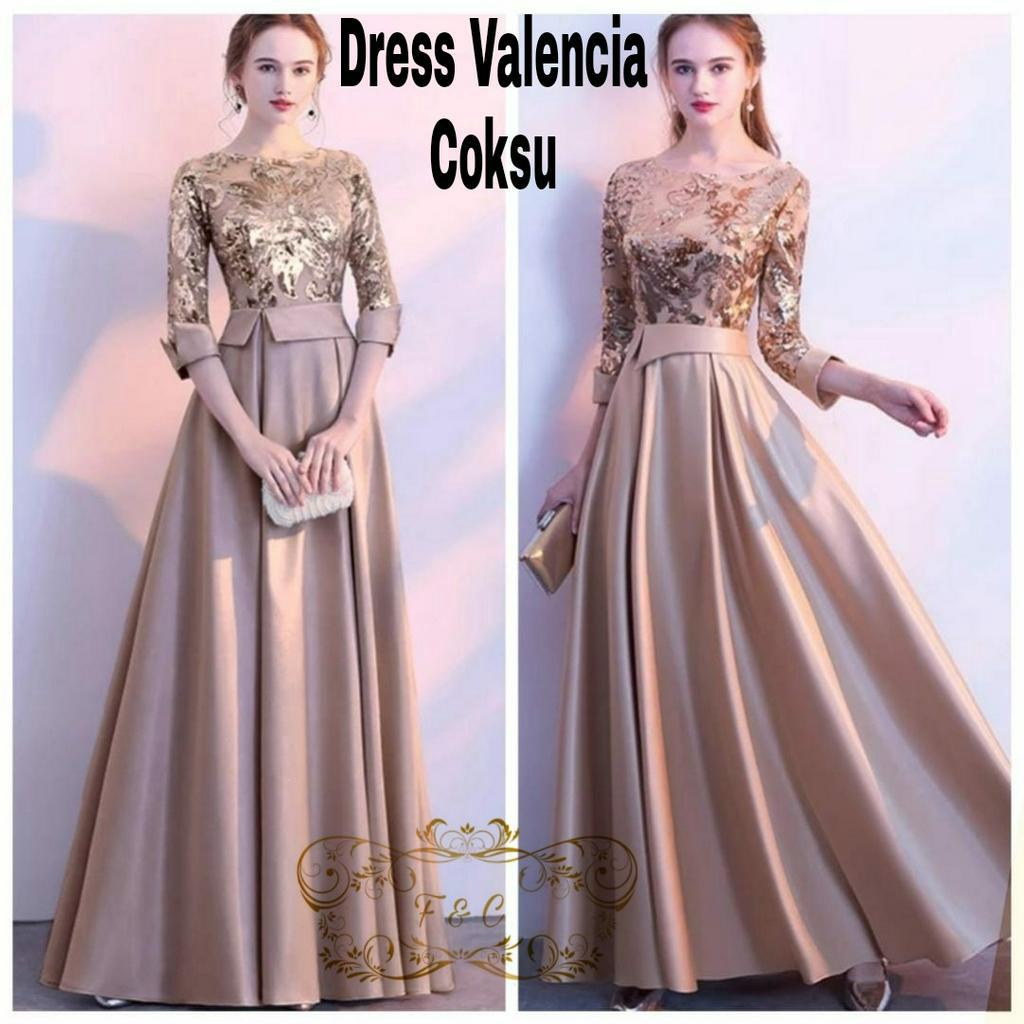 Feodora fashion / Dress Valencia / long dress / dress jumbo wanita / dress pesta / pakaian wanita    (GOOD QUALITY)