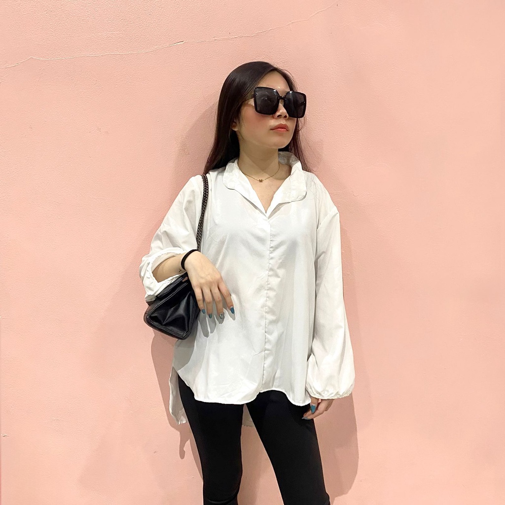 Tq88indonesia Fashion Baju Atasan Wanita Lengan Panjang / Sakura Vneck Shirt Blouse Polos / Blus / Busana Casual Cewek / Ootd / Outfit / Outfit