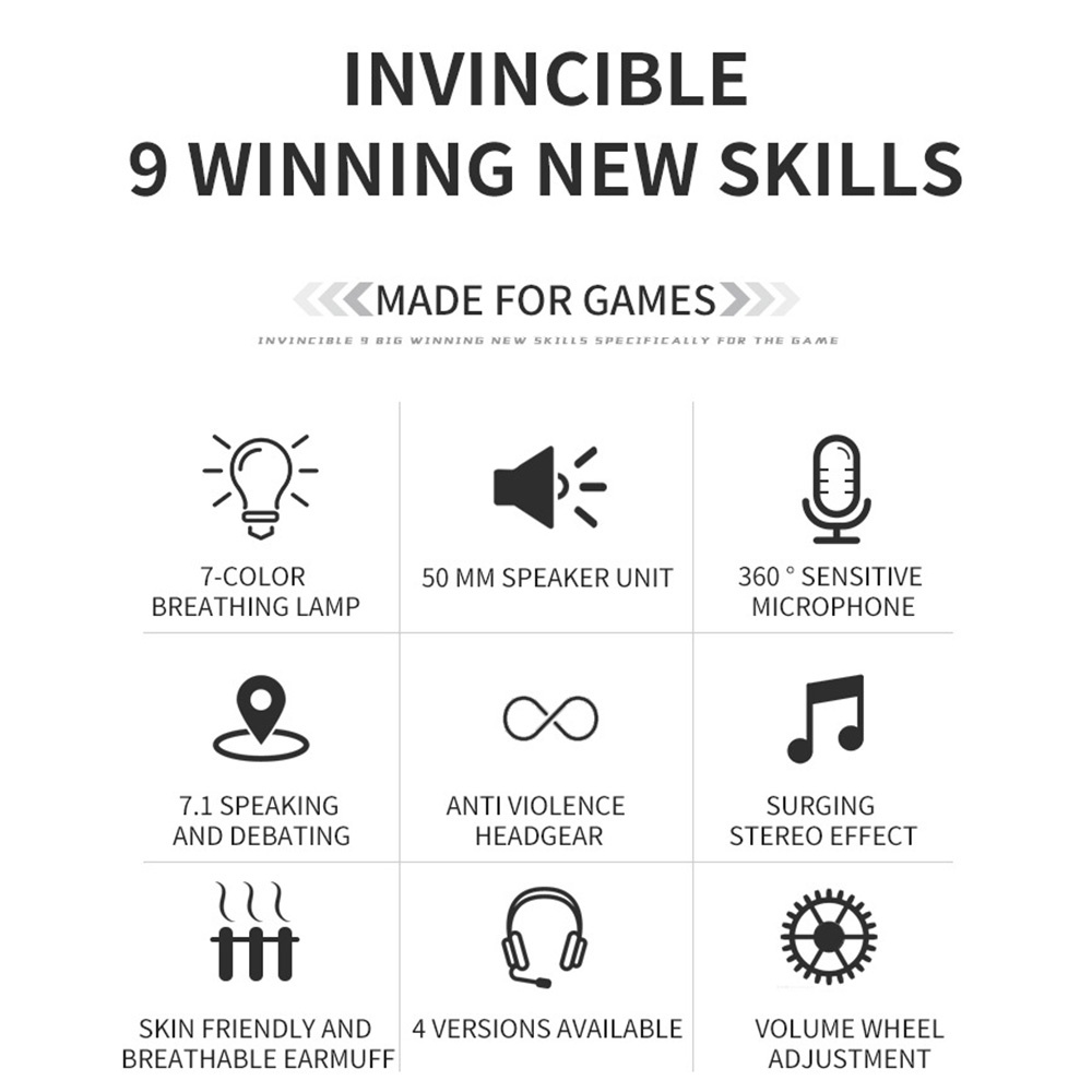 Q9 Headset Gaming Kabel HiFi 7.1 Channel RGB 7 Warna Dengan Mic