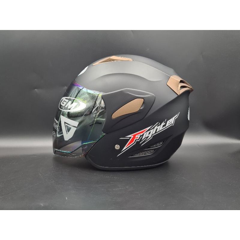 HELM GM FIGTER POLOS HITAM DOP/ HELM GM/ HELM GM FIGTER HARGA TER MURAH