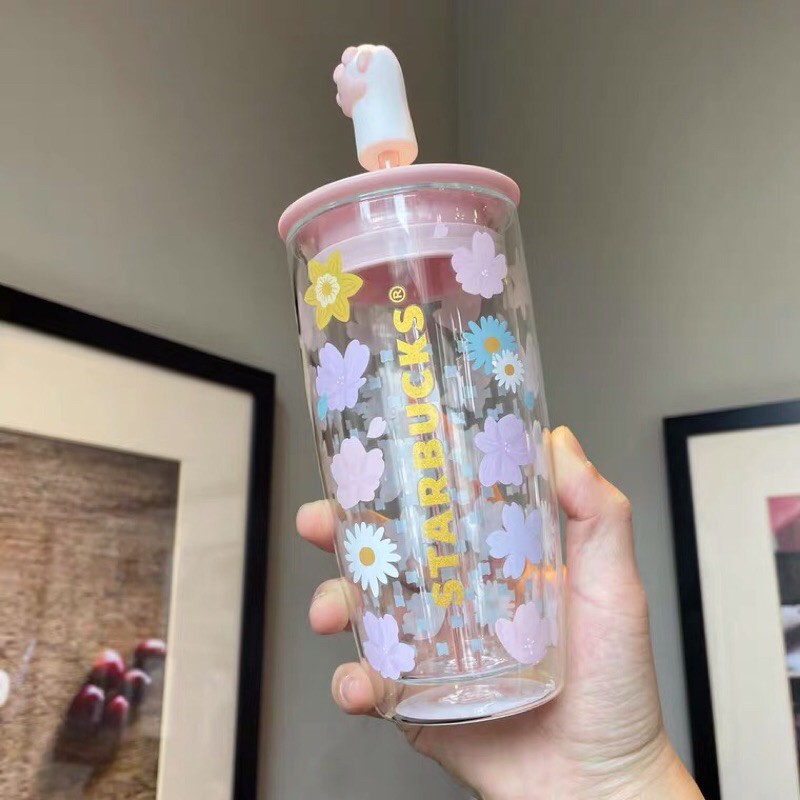 Starbucks China Spring 2021 Bearista Kitten Paw DW Glass 355ml Original Starbucks China 2021 Limited