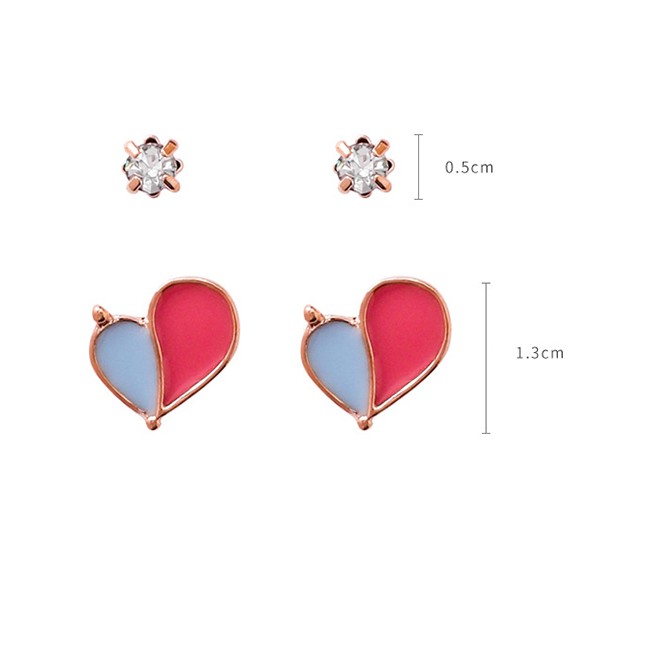 LRC Anting Set Fashion S925 Silver Pin Contrast Color Diamond F56860