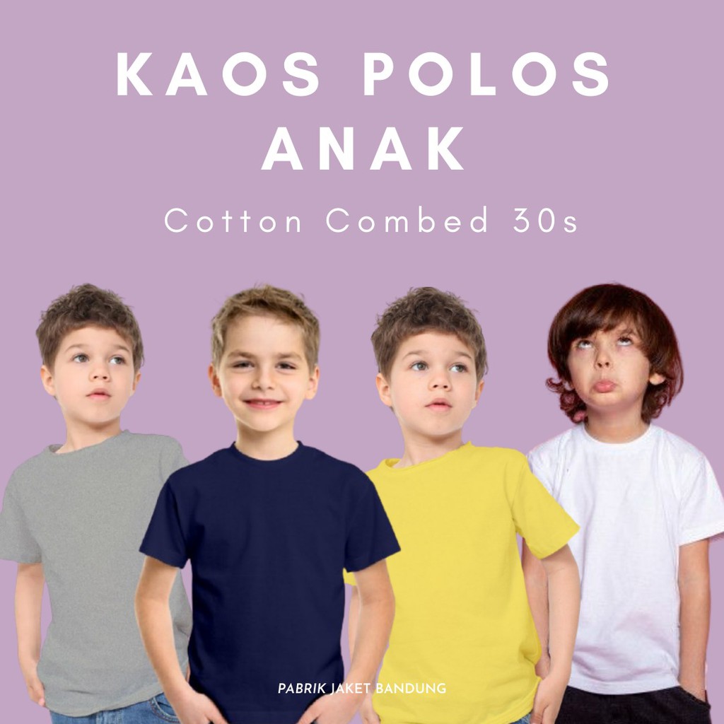 KAOS POLOS ANAK TANGAN PENDEK COTTON COMBED 30S  // COMBED REAKTIF 17 WRNA