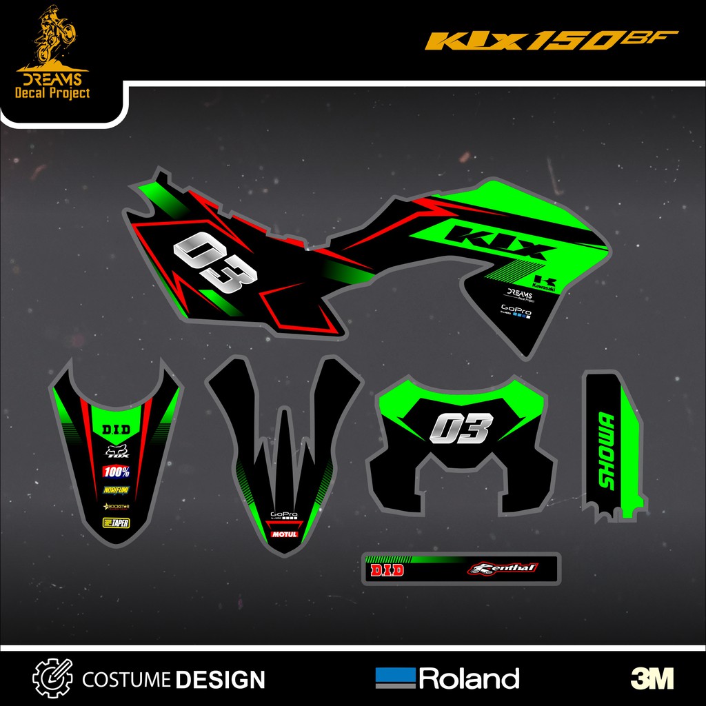 Decal Sticker KLX 150 BF Hijau Hitam