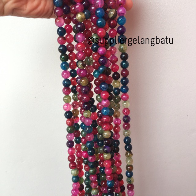 natural 10mm rainbow colour onyx ready stock pancawarna kilap serat aksesoris craft beads bahan