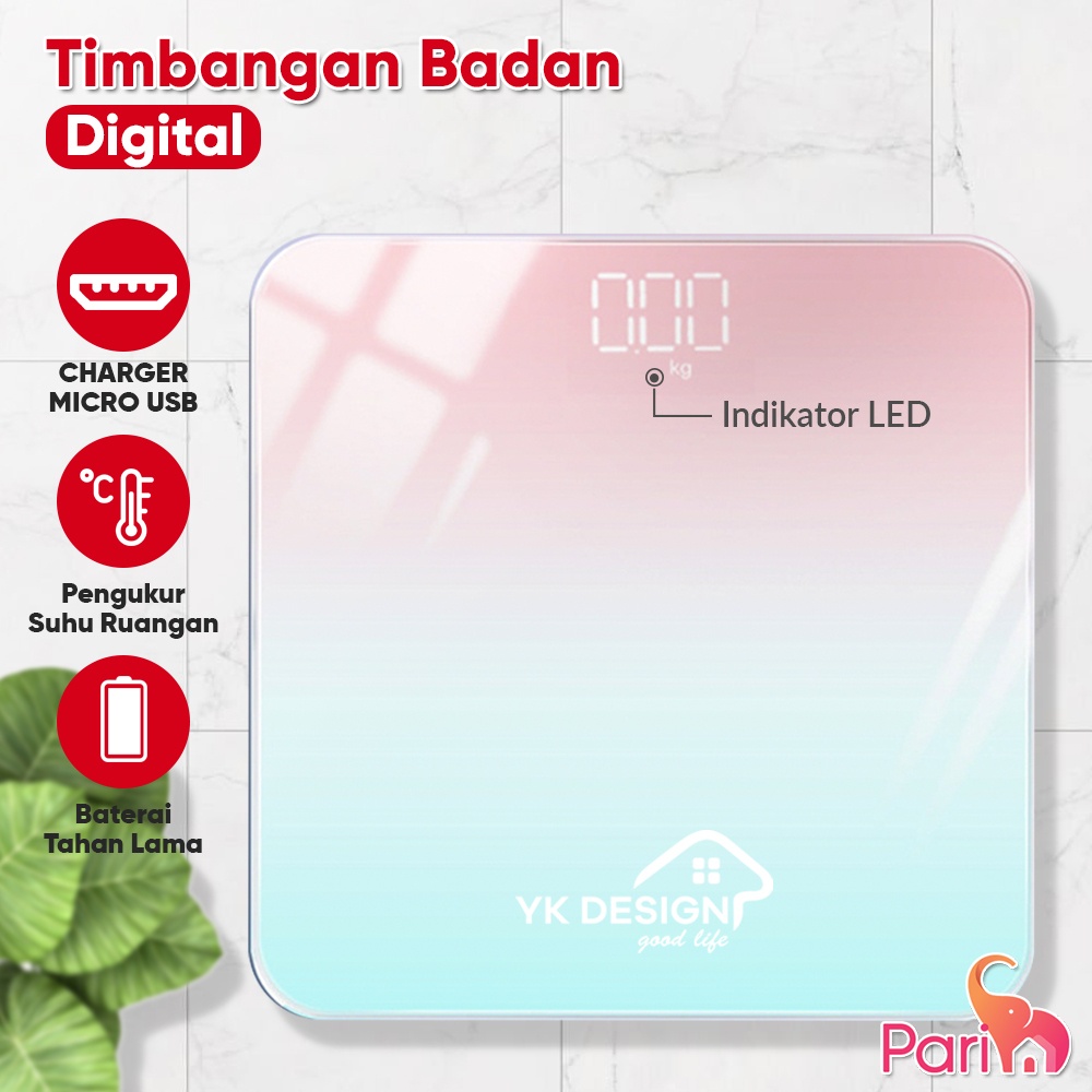 TIMBANGAN Timbangan Berat Badan Mini Digital BODY 180 KG Recharger USB YK DESIGN YK-169A