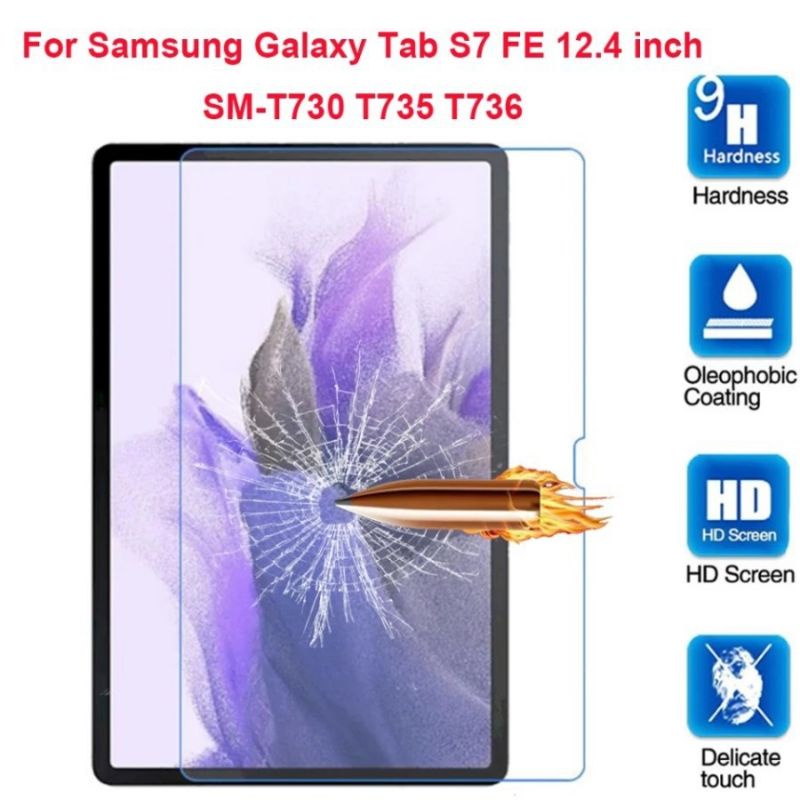 Temper Glass Samsung Tab S7 FE 12.4" Anti Gores Kaca Pelindung Layar Tab