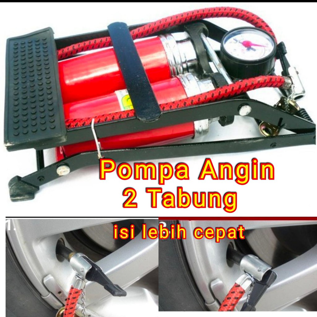 RED STRONG Pompa Angin Pompa Injak 2 Tabung / Pompa Sepeda Pompa kaki