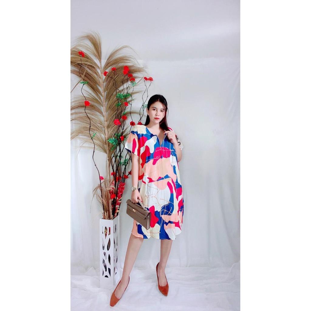 Sweet Honey ~ Dress Daster Bali Payung Busui Vega Mega Motif Tiedye Bunga Abstrak Resleting Depan