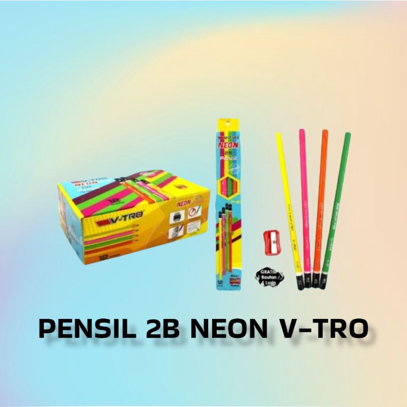 

1 LUSIN PENSIL 2B V-TRO NEON P-81 (1 PACK FREE 1PCS RAUTAN)