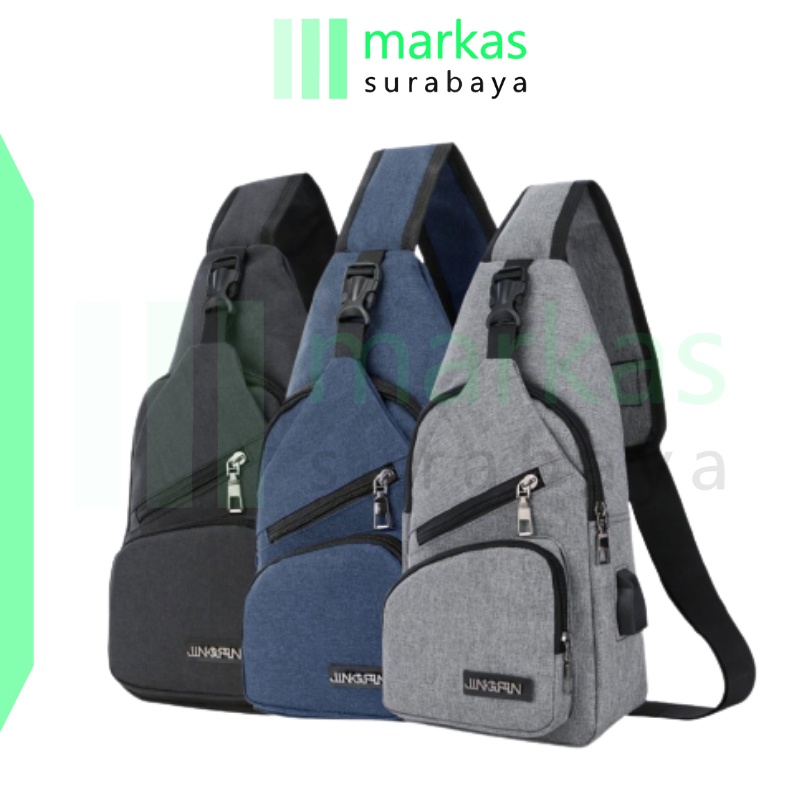 MARKAS MS1148 Tas Selempang Pria Tas USB Tas Hp Sling Shoulder Bag Backpack Travel