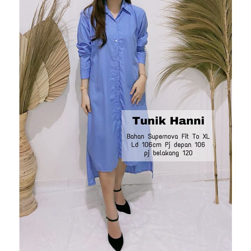 Baju Long Tunik Hani Tunik Panjang Lengan Panjang Model Casual Terkini