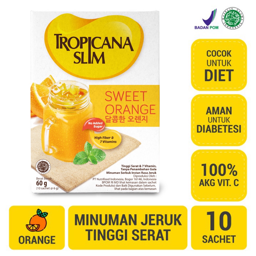 Tropicana Slim Sweet Orange (Sugar Free) 10 sachet  - Minuman Jeruk Bantu Batasi Gula