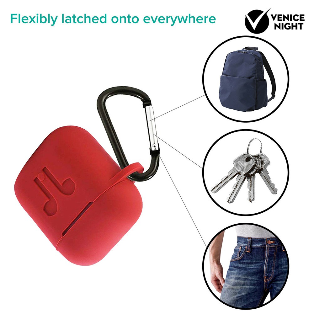 (Venice) 5pcs / Set Case Silikon Portable + Tali Anti Hilang Cover Proteksi Airpods 1 / 2