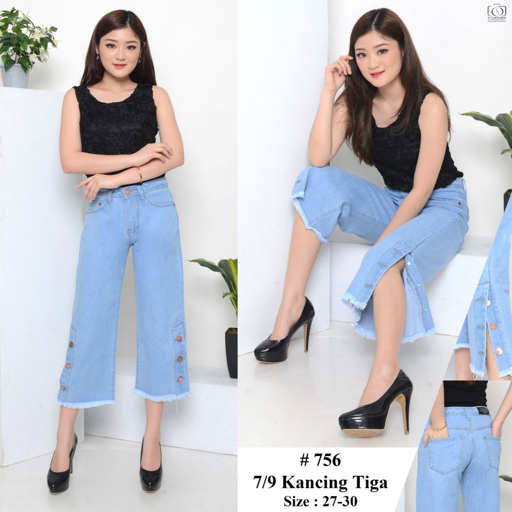 MC girl Kulot Jeans Kancing 3 / Celana Jeans Kulot Rawis / Kulot Kancing 3 / Celana Kulot Boyfriend