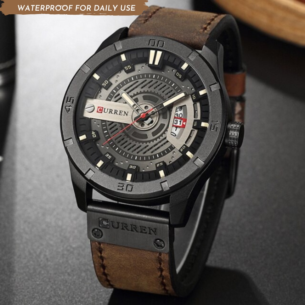 (COD)Jam tangan kulit pria Jam tangan pria anti air Jam tangan pria original