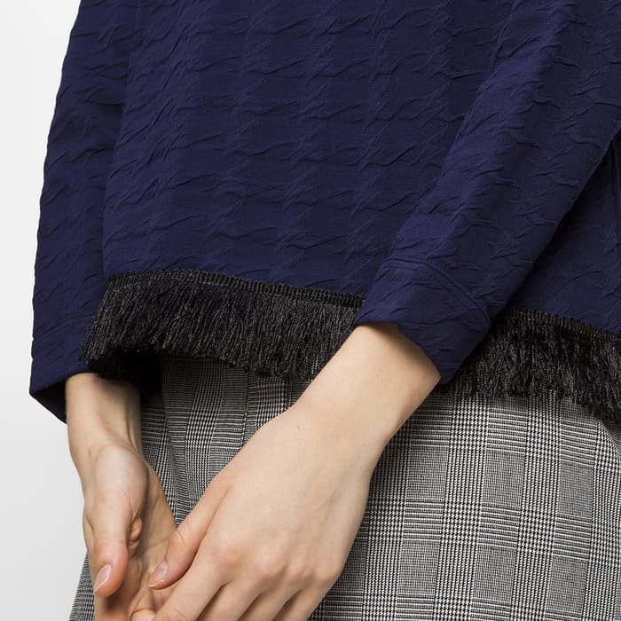 Cottonink Fringed Navy Demna Blouse - Navy, S