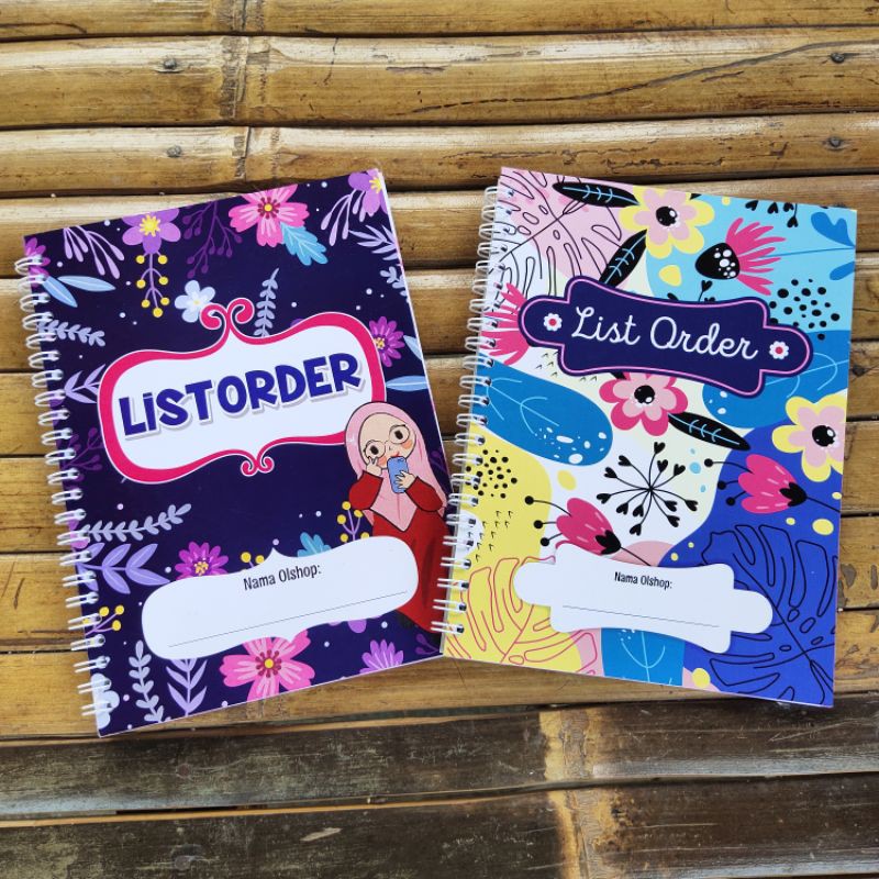 

Buku List Order Olshop Jilid Kawat Spiral Bunga Hijab Besar 1/2 Folio Pink Ungu High Quality