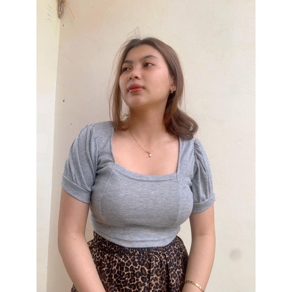 Crop Top Wanita Velicia Katun Rib Premium Fit M