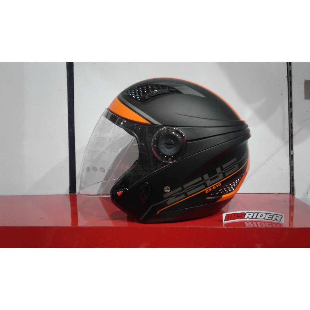 Helm Zeus Z610 Stripe Matt Orange Black
