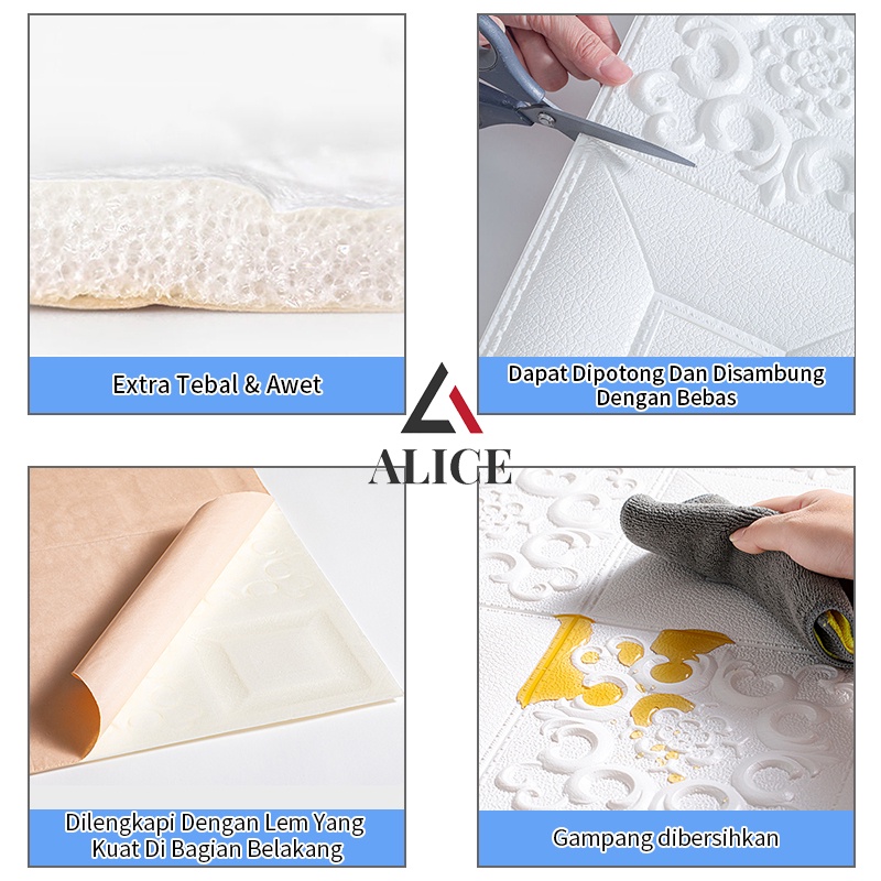 1 Wallpaper Dinding Foam 3D /Walpaper Stiker Dekorasi Dinding Kamar Murah Wallfoam High Quality 70X70CM-3