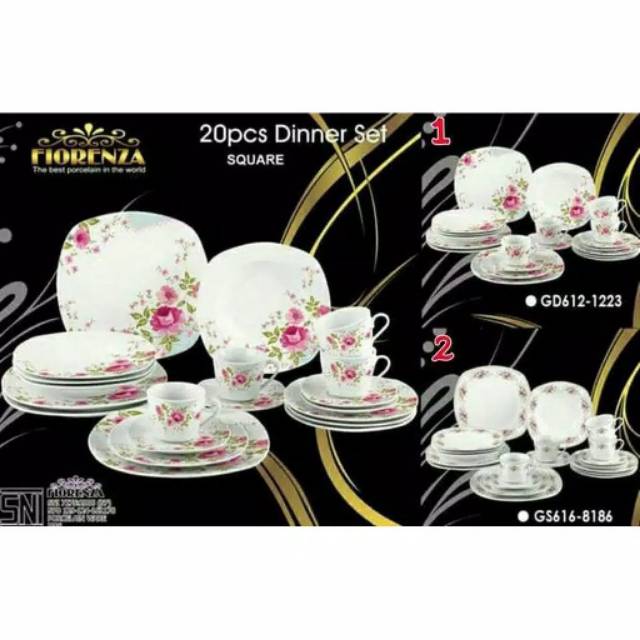 Paket DINNER SET 20pcs fiorenza FREE PACKING KAYU