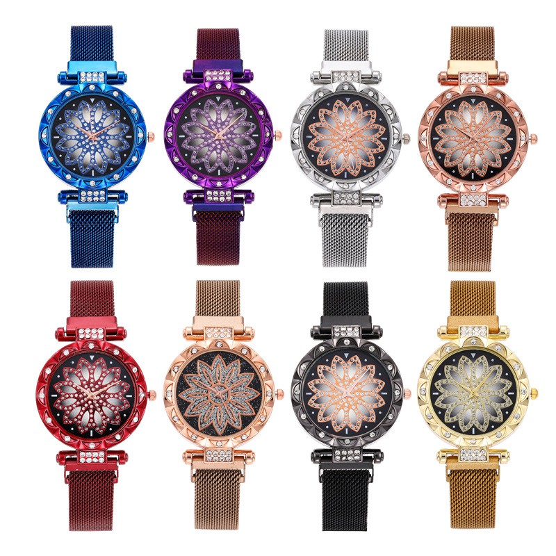 Grosir - J405 Jam Tangan Magnet Putar / Diamond Spin / Jam Arloji / Jam Analog / Jam Wanita