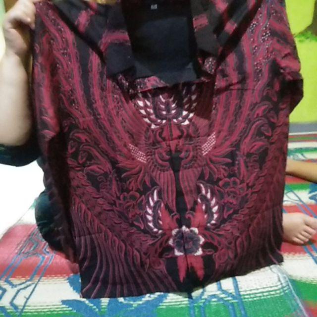 Hem Peksi Abang Cakrawangsa Marun Kemeja Batik Lengan Panjang Baju Pria Jumbo Xxl