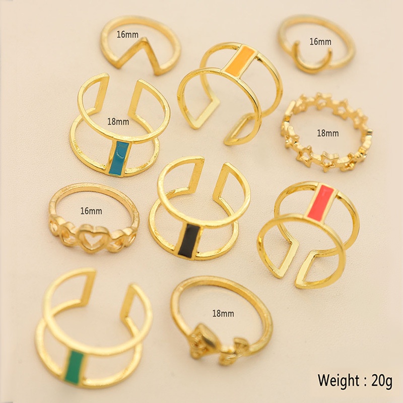 10pcs / set Cincin Buku Jari Aneka Bentuk Warna Gold Gaya Punk Untuk Wanita