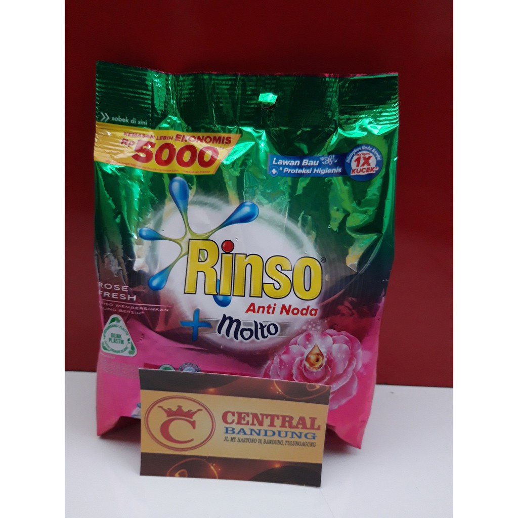 RINSO ANTI NODA MOLTO ROSE FRESH DETERGEN BUBUK 240gr RINSO ANTI NODA MOLTO ROSE FRESH DETERGEN BUBUK 240gr