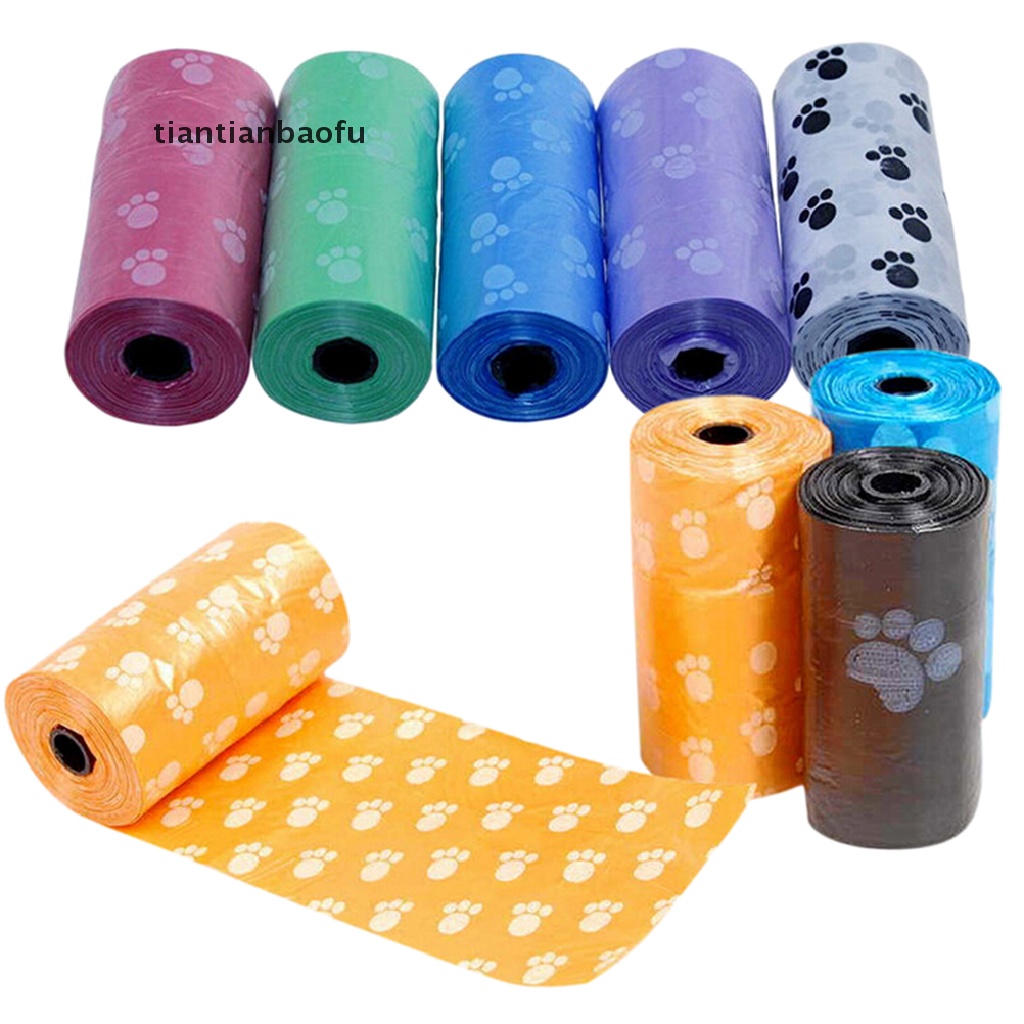 1 Roll / 15 Pcs Tas Pembersih Kotoran Anjing Peliharaan 1 Roll / 15 Rol Untuk Anjing