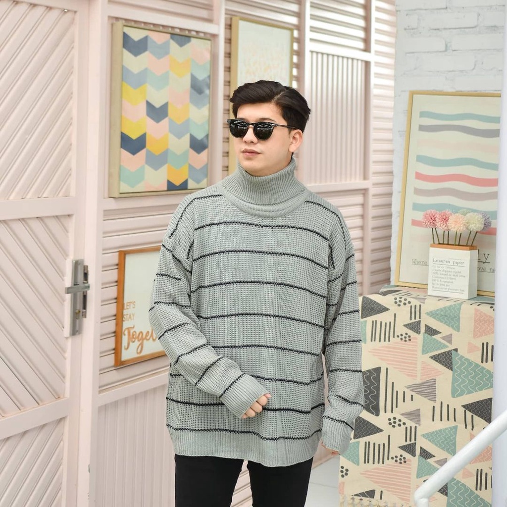 Zanah Sweater Rajut Unisex Longneck Motif Blaster Terbaru